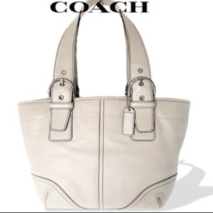 Coach all leatherB066-9544 off white cream buckle strap Soho satchel tote